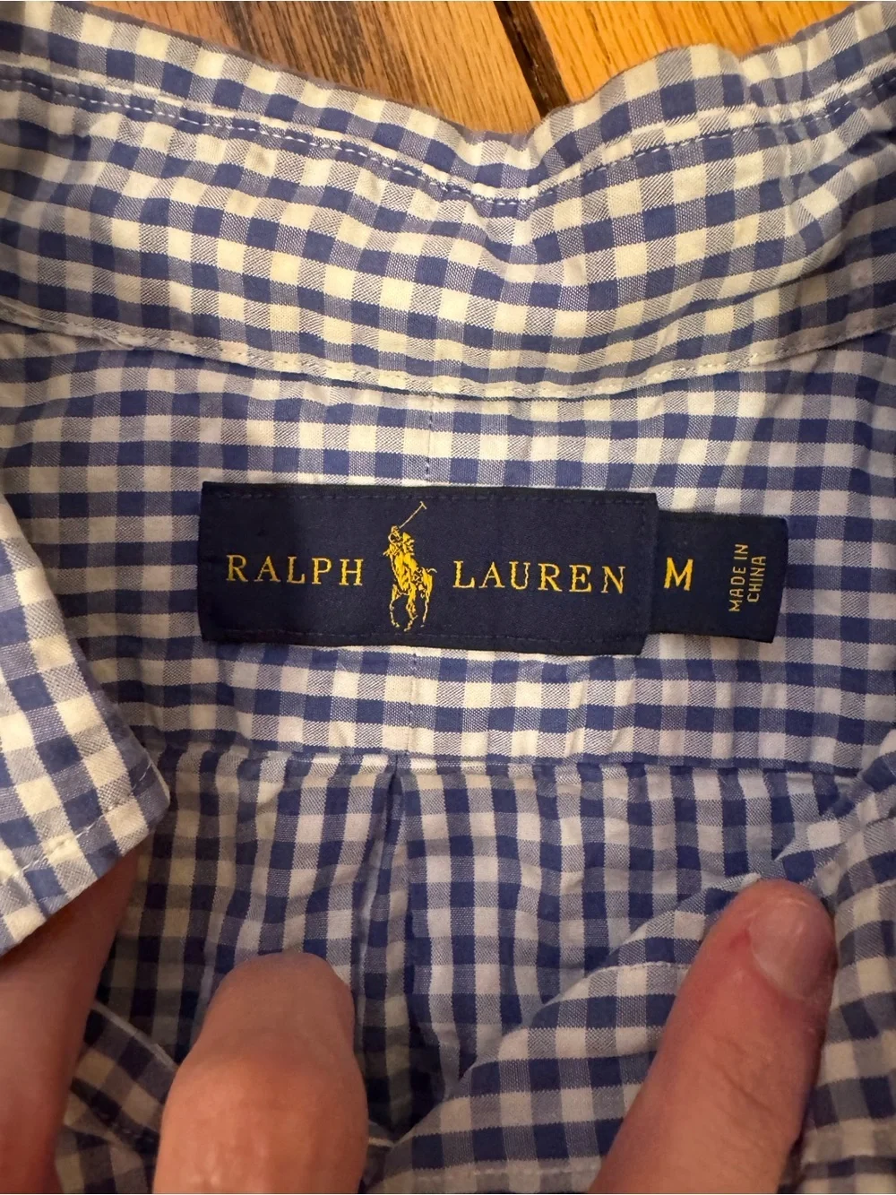 Polo by Ralph Lauren Navy and White Gingham Short-Sleeve Button-Down Shirt
